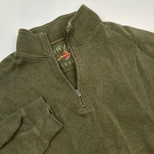 Orvis Men's L Cotton Quarter Zip Green Pullover‎ Sweater